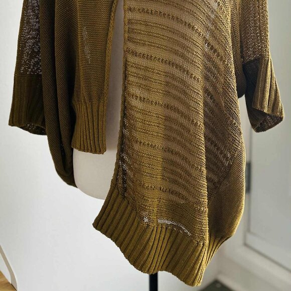 Sarah Pacini Verdant Dijon Linen-Blend Open-Work Asymmetric Knit Sweater – OS - Picture 4 of 13